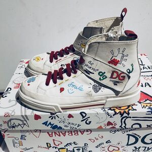 Authentic DOLCE & GABBANA Portofino Graphic High-Top Sneakers, Size 36(U.S. 6)